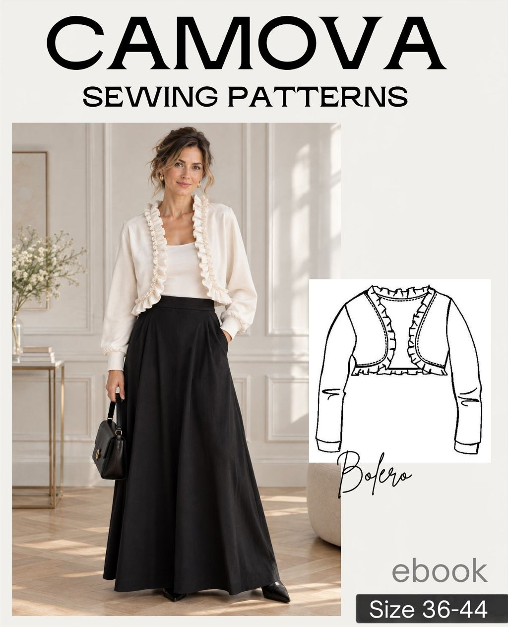 Bolero sewing pattern ladies' sizes 36–44 | Bolero with ruffles | PDF sewing pattern