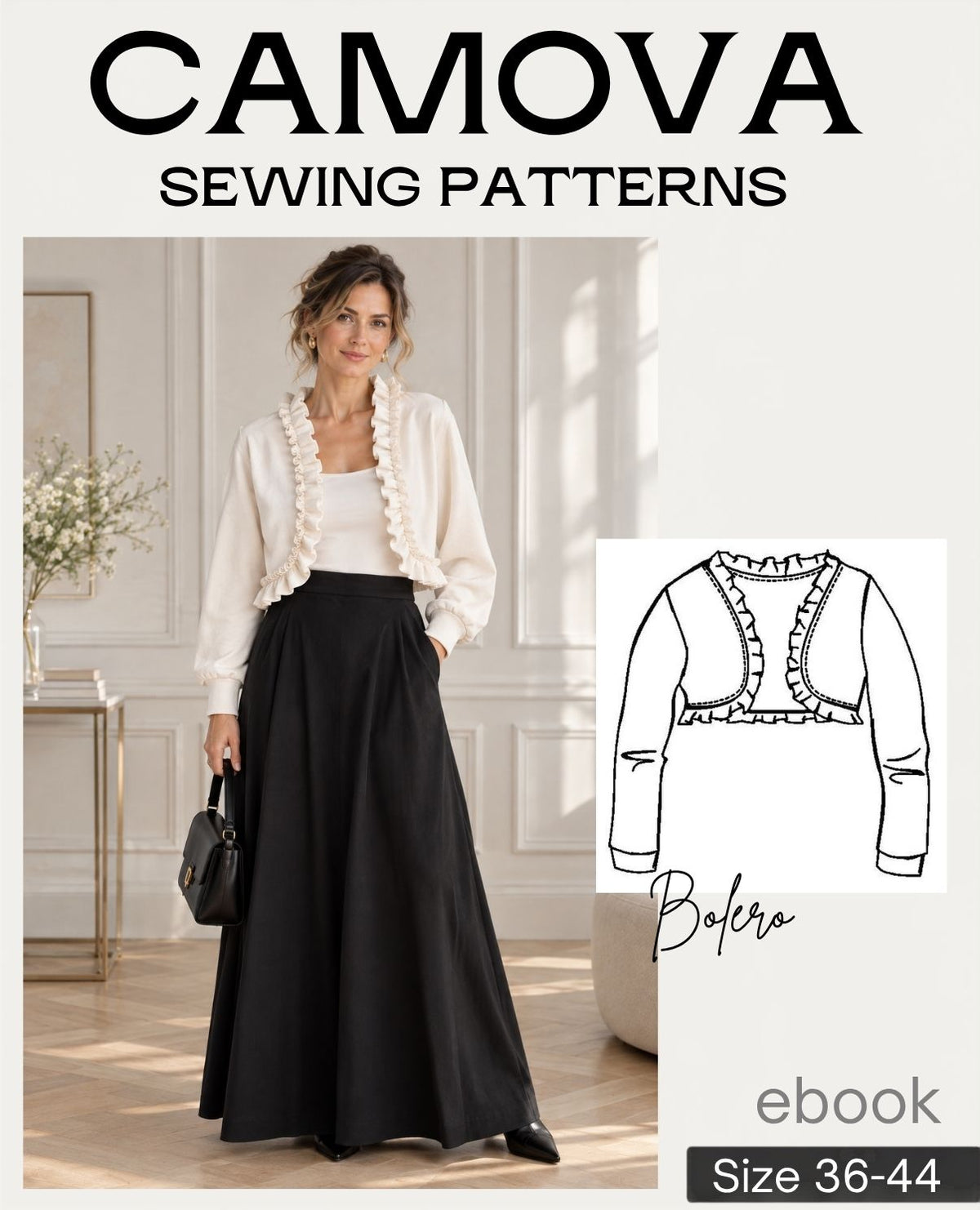 Bolero sewing pattern ladies' sizes 36–44 | Bolero with ruffles | PDF sewing pattern