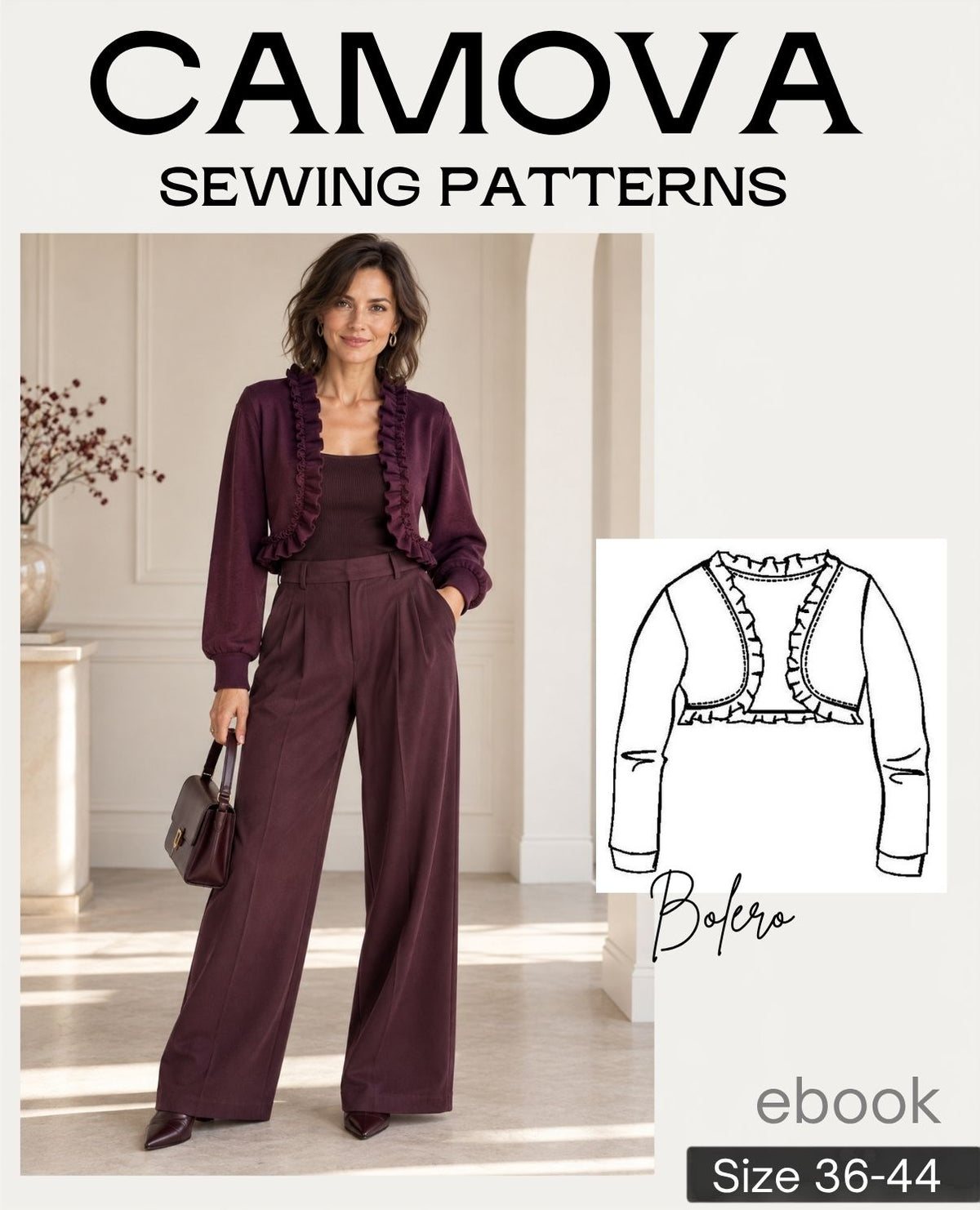 Bolero sewing pattern ladies' sizes 36–44 | Bolero with ruffles | PDF sewing pattern