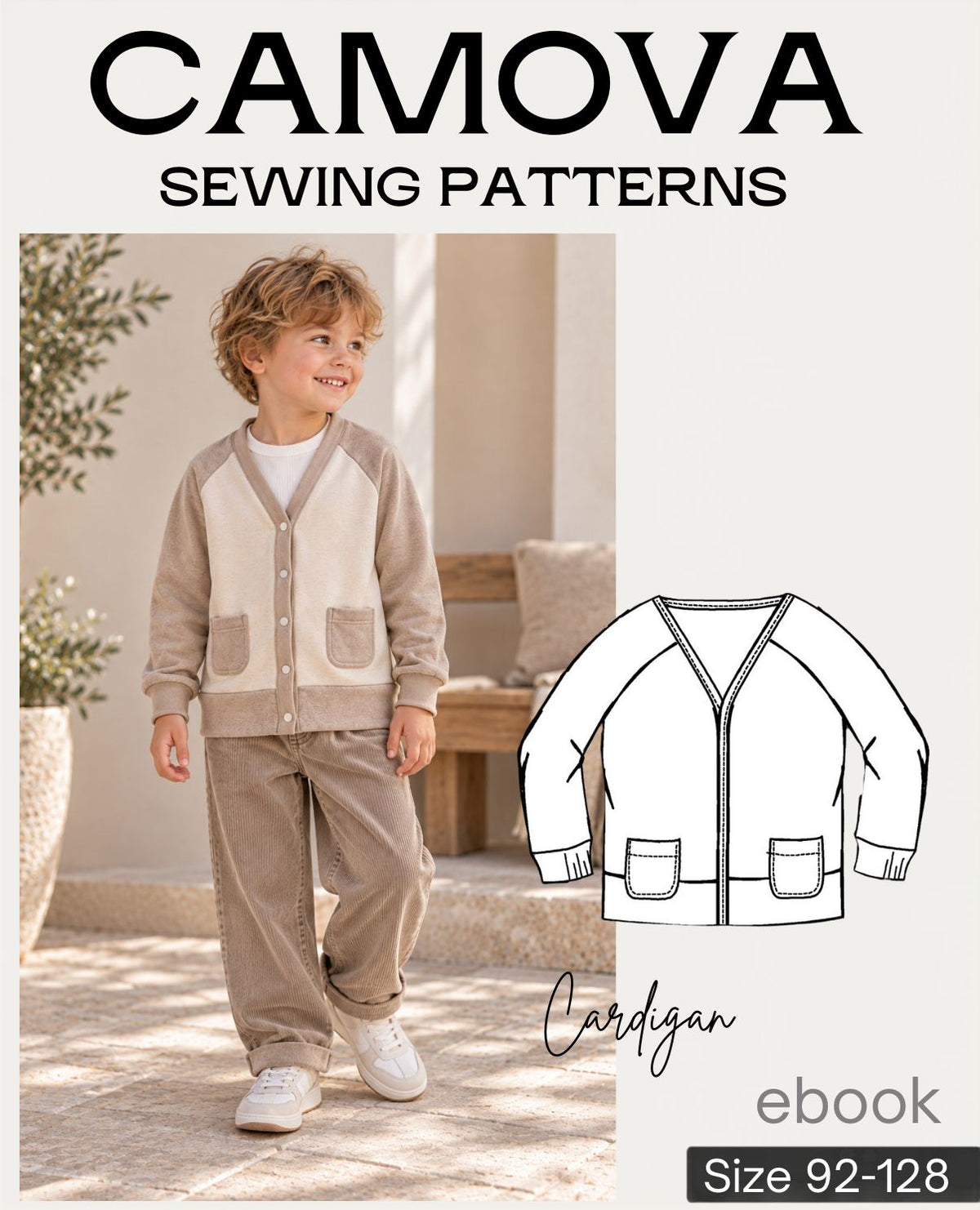Schnittmuster Cardigan Kinder Gr. 92–128 | PDF Schnittmuster