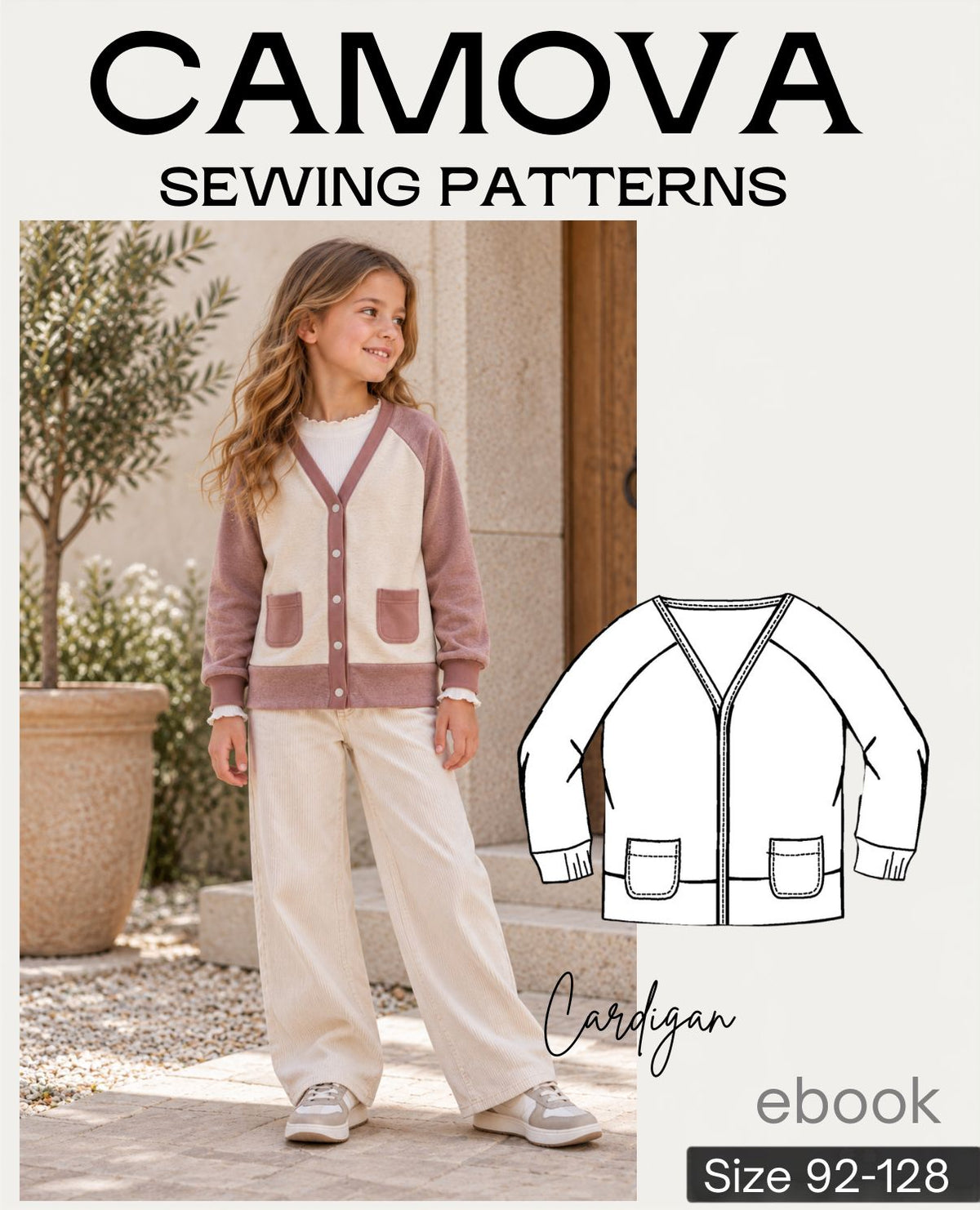 Schnittmuster Cardigan Kinder Gr. 92–128 | PDF Schnittmuster