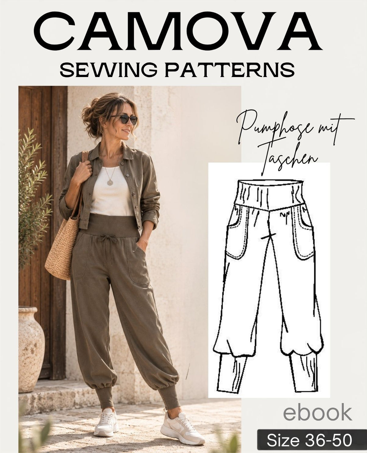 Harem Pants for Women Sizes 36–50 | Trousers with Pockets | PDF Sewing Pattern