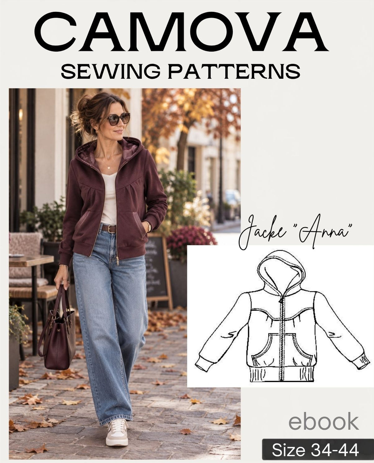 Sewing pattern hooded jacket "Anna" | Women's sizes 34–44 | PDF