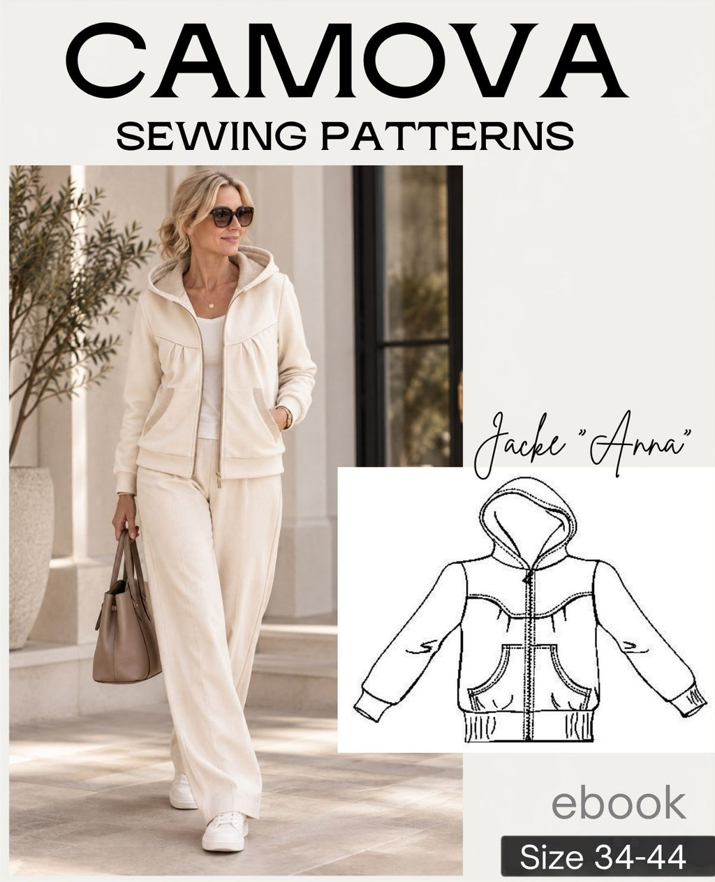 Sewing pattern hooded jacket "Anna" | Women's sizes 34–44 | PDF