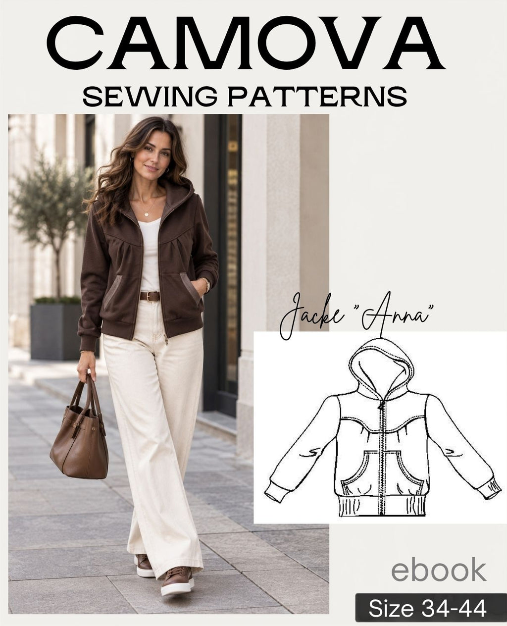 Sewing pattern hooded jacket "Anna" | Women's sizes 34–44 | PDF