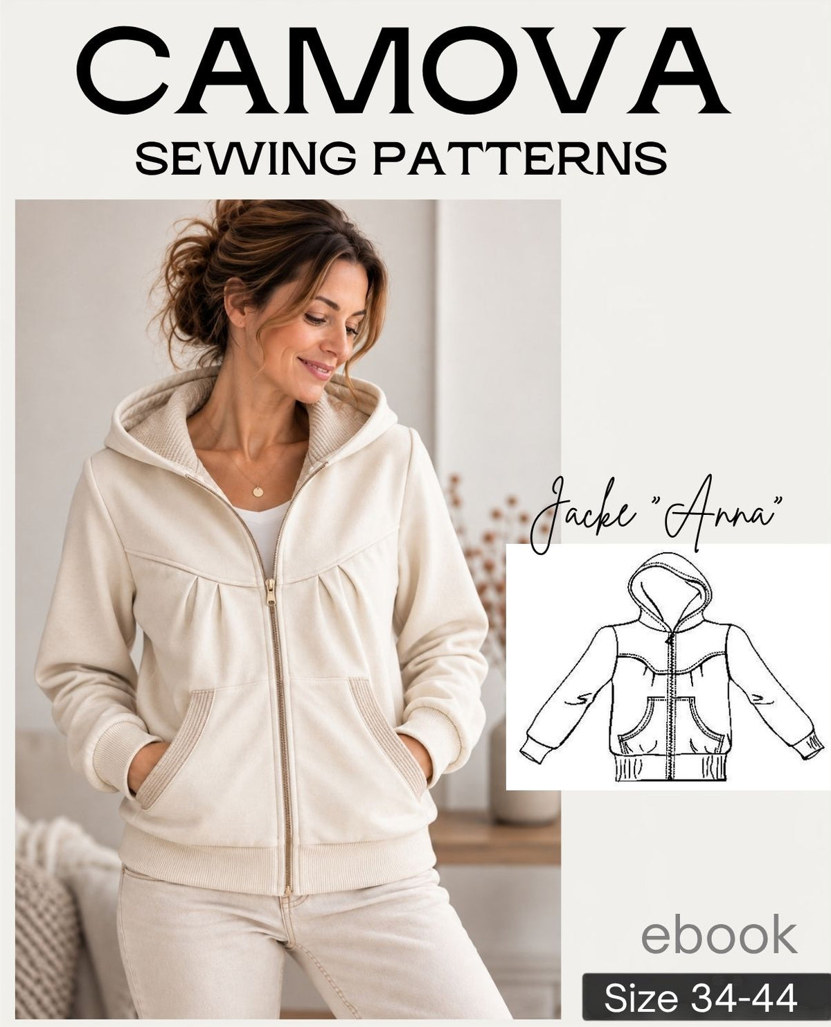Sewing pattern hooded jacket "Anna" | Women's sizes 34–44 | PDF