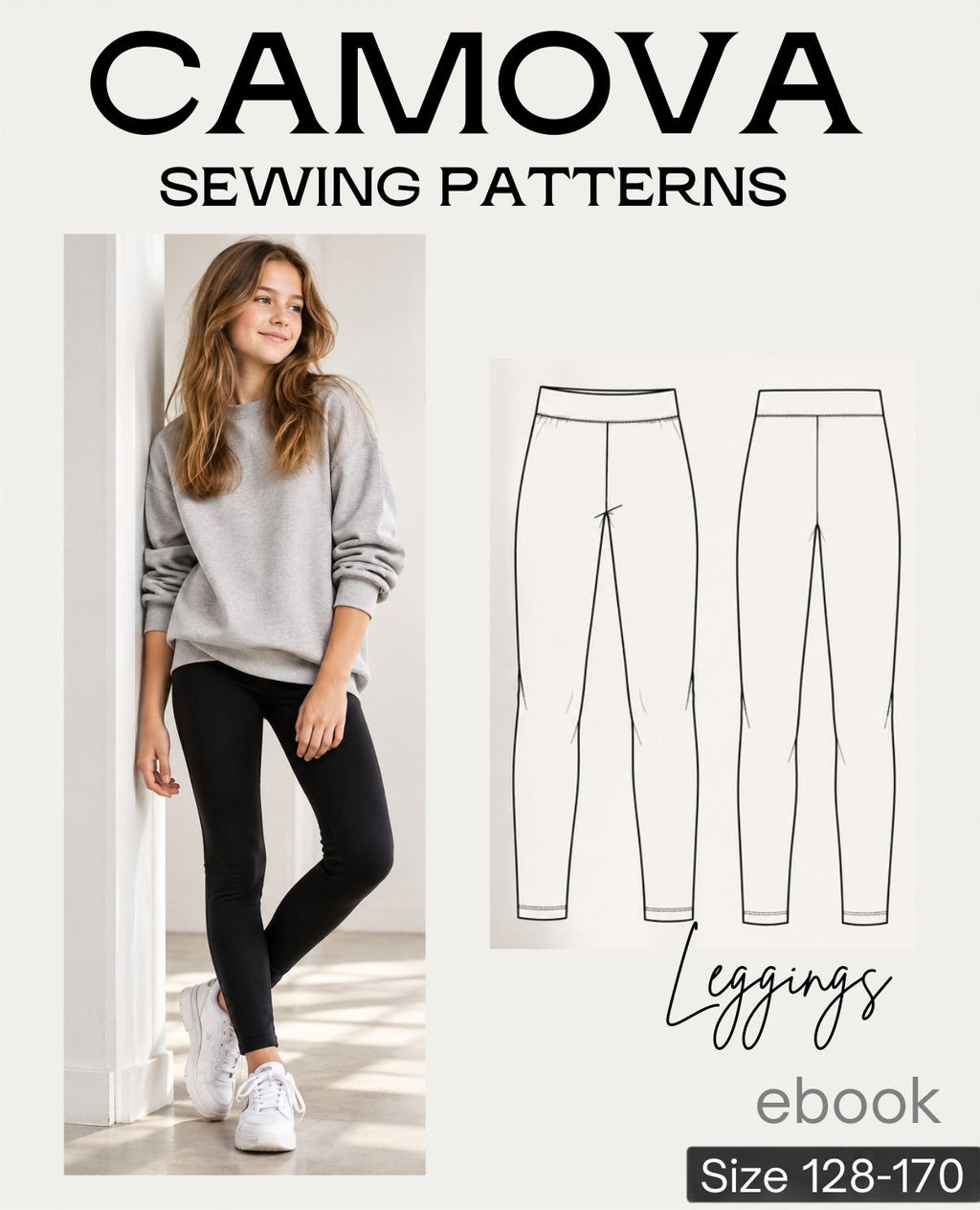 PDF-Schnittmuster Kinder Leggings Gr. 128–170 | CAMOVA
