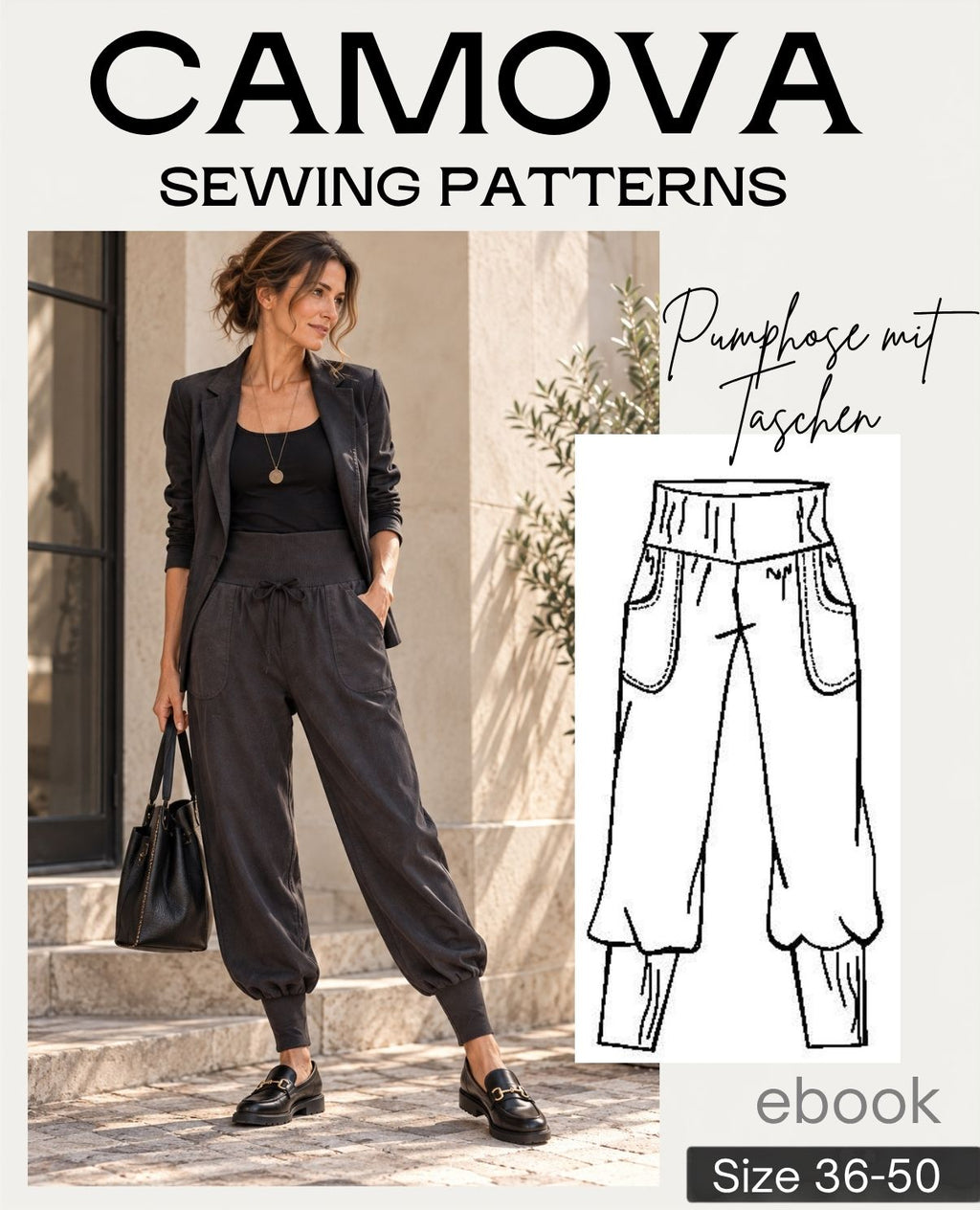 Harem Pants for Women Sizes 36–50 | Trousers with Pockets | PDF Sewing Pattern