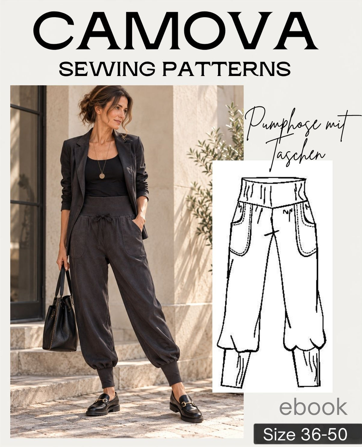 Harem Pants for Women Sizes 36–50 | Trousers with Pockets | PDF Sewing Pattern