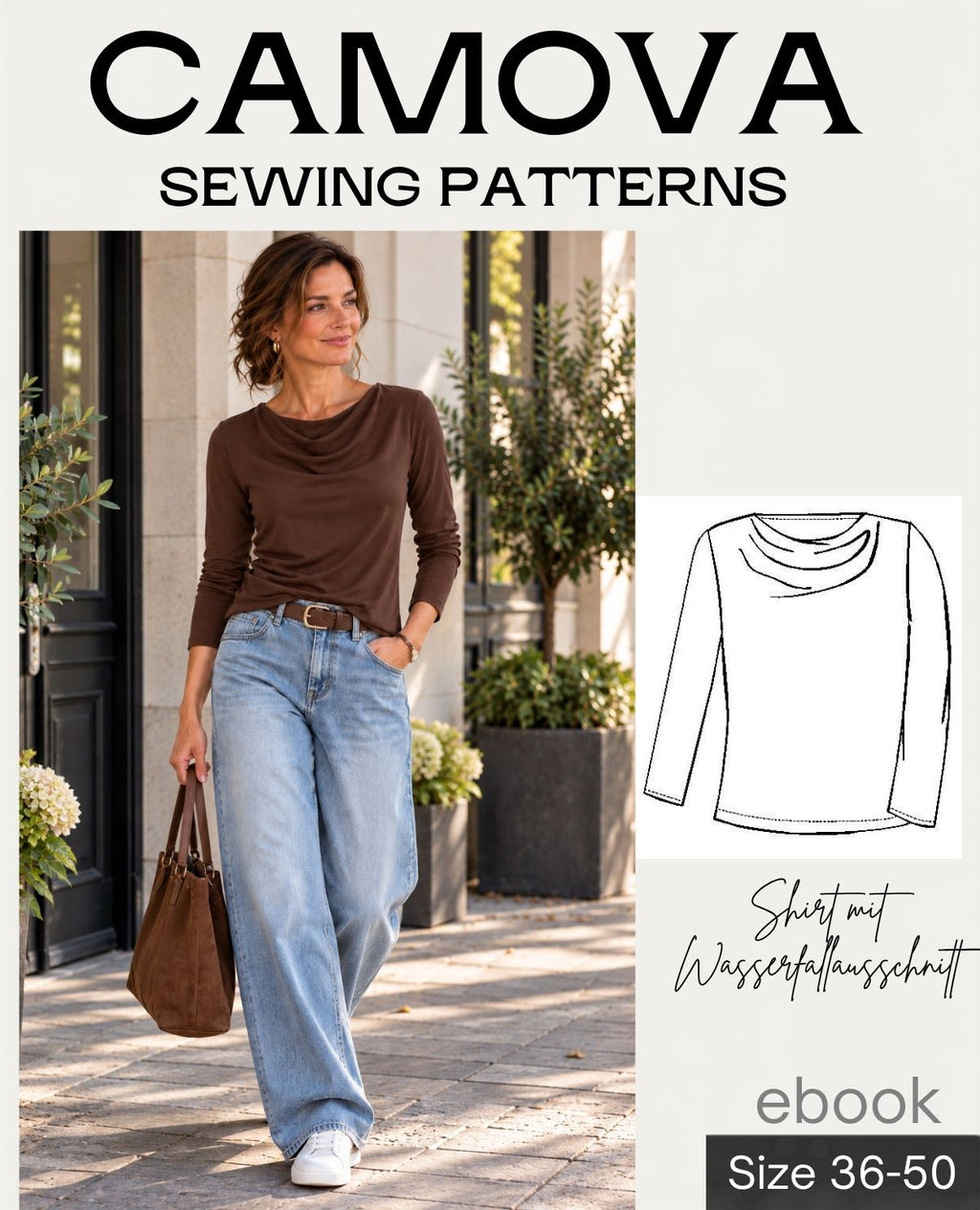 Schnittmuster Shirt mit Wasserfallausschnitt | Damen Gr. 36–50 | PDF