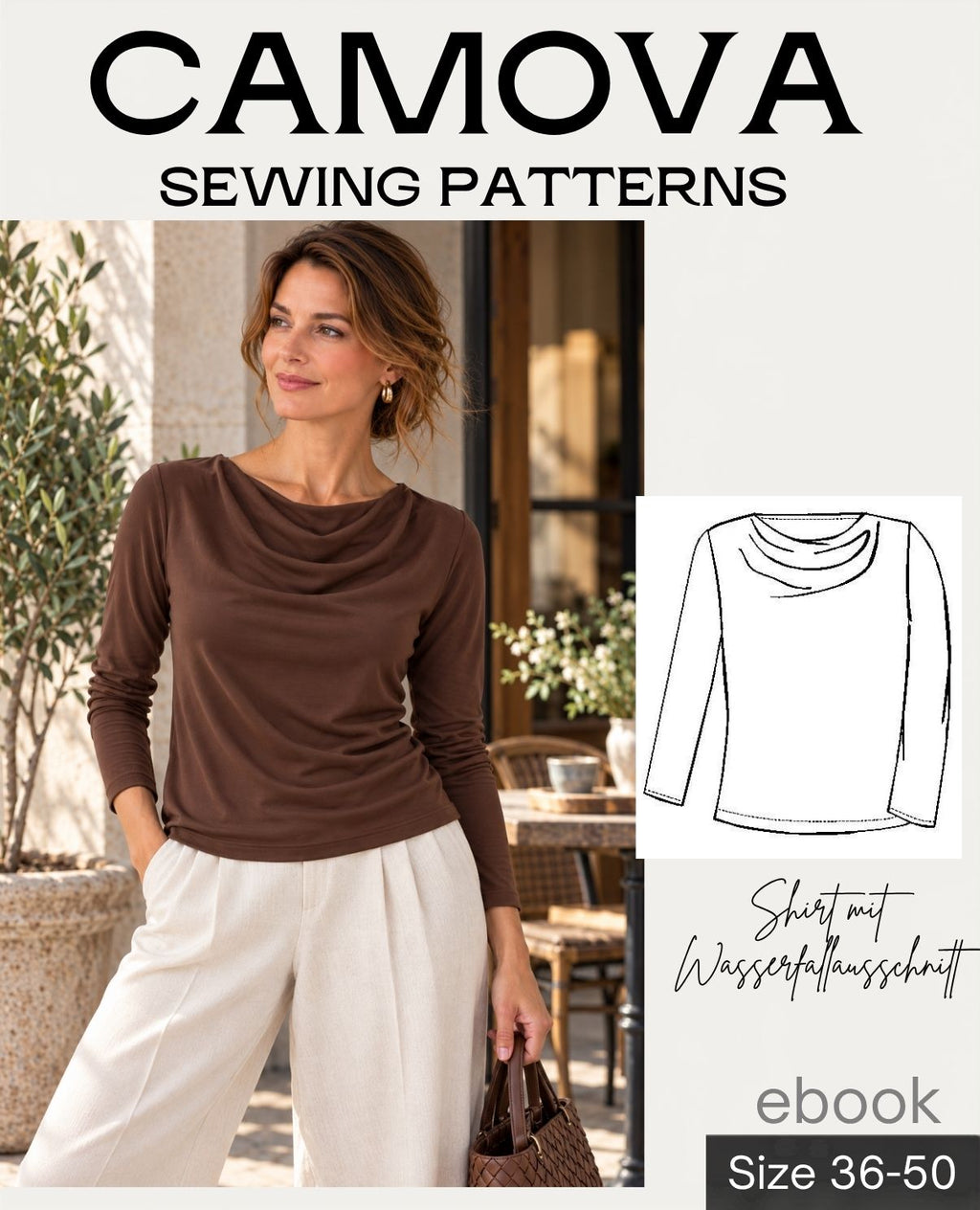 Schnittmuster Shirt mit Wasserfallausschnitt | Damen Gr. 36–50 | PDF