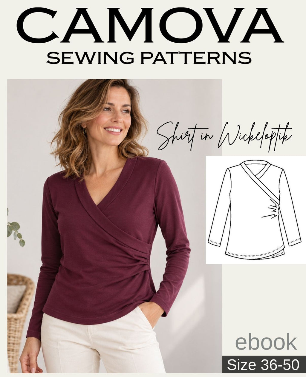 PDF Sewing Pattern Wrap-Look Shirt | Sizes 36–50