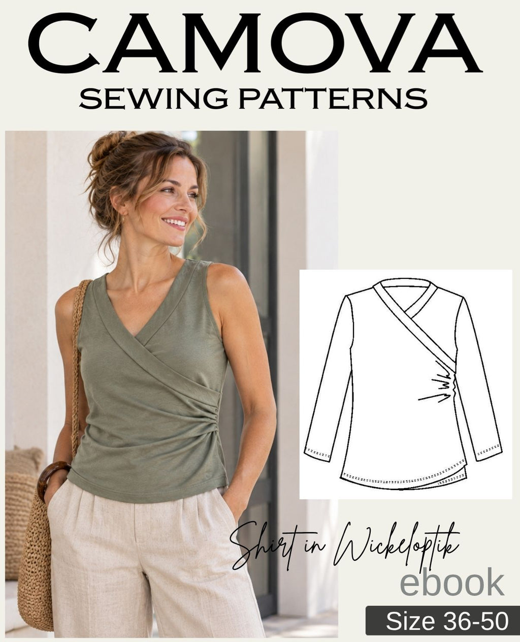 PDF Sewing Pattern Wrap-Look Shirt | Sizes 36–50