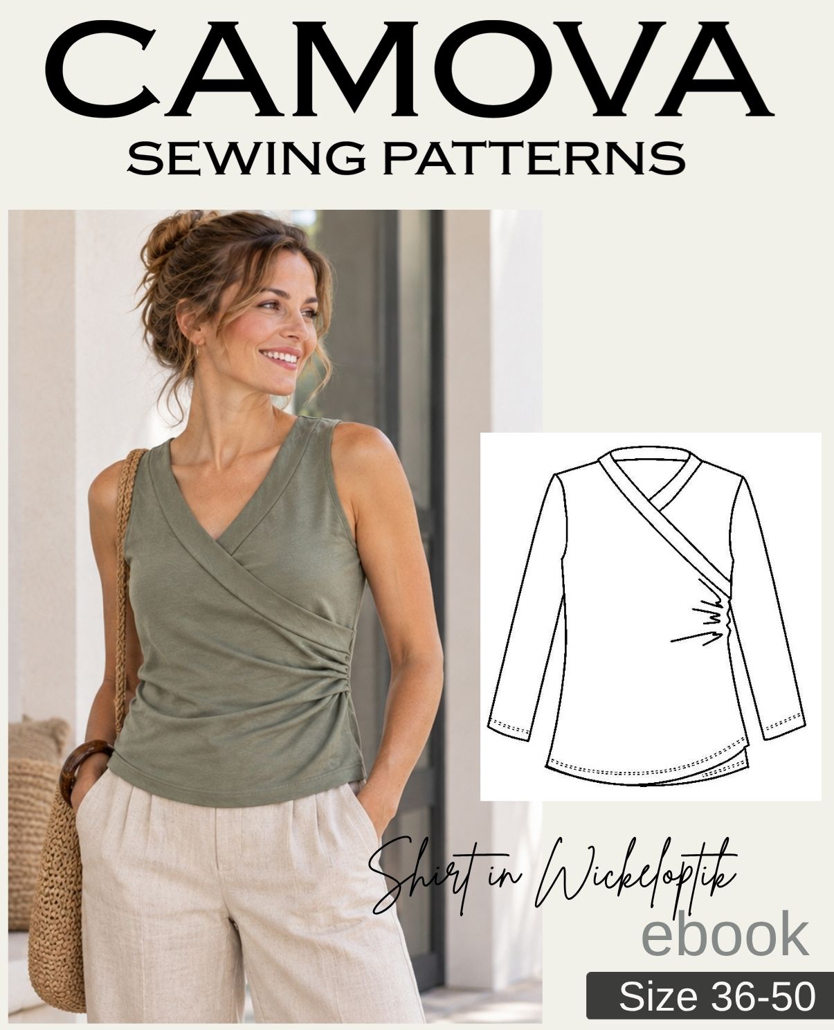 PDF Sewing Pattern Wrap-Look Shirt | Sizes 36–50