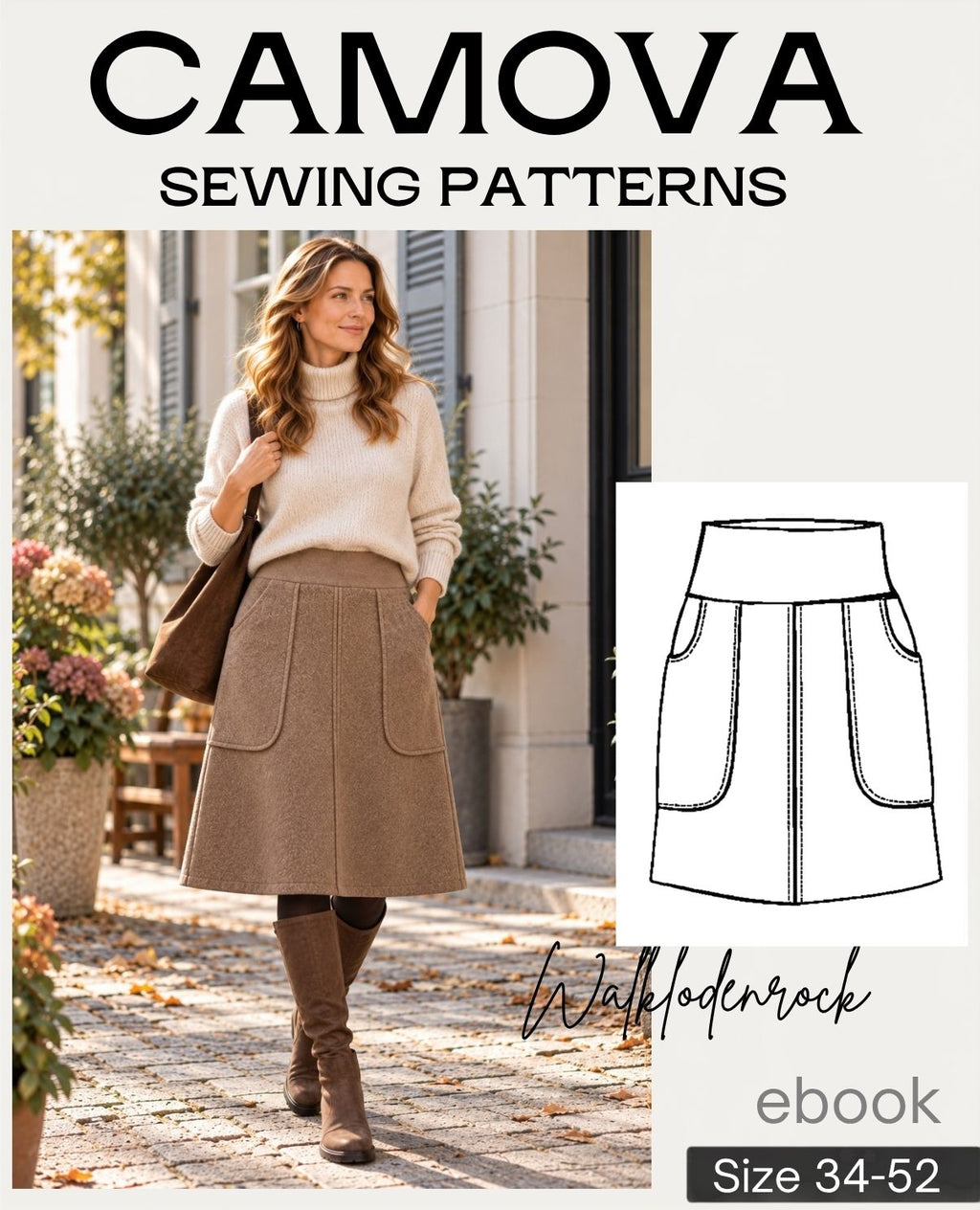 Sewing pattern boiled wool skirt women | sizes 34–52 | PDF