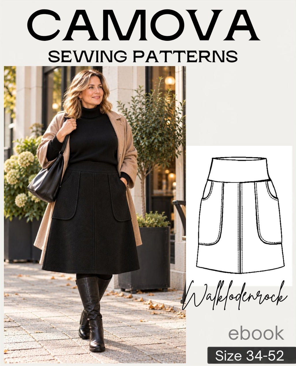 Sewing pattern boiled wool skirt women | sizes 34–52 | PDF