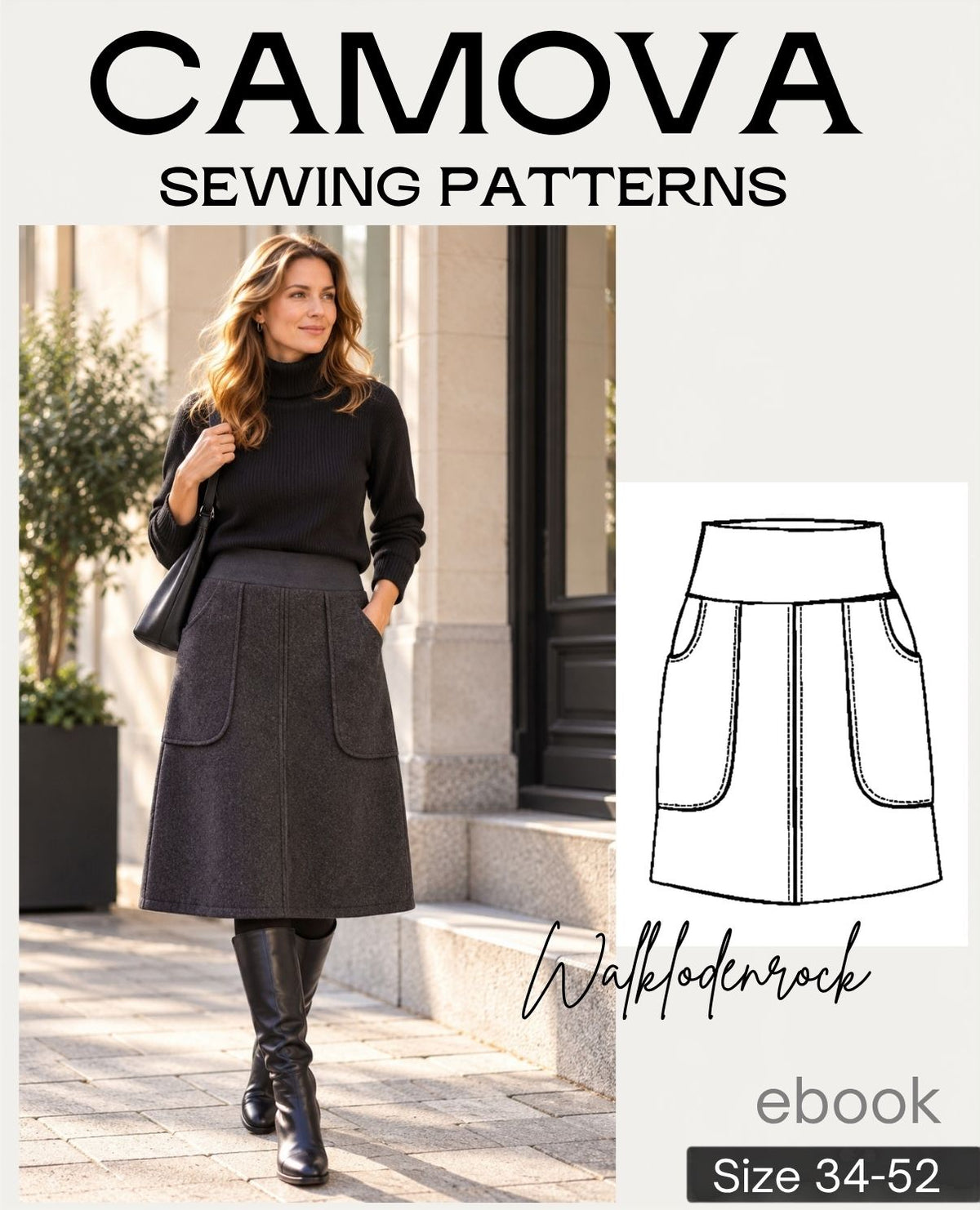Sewing pattern boiled wool skirt women | sizes 34–52 | PDF