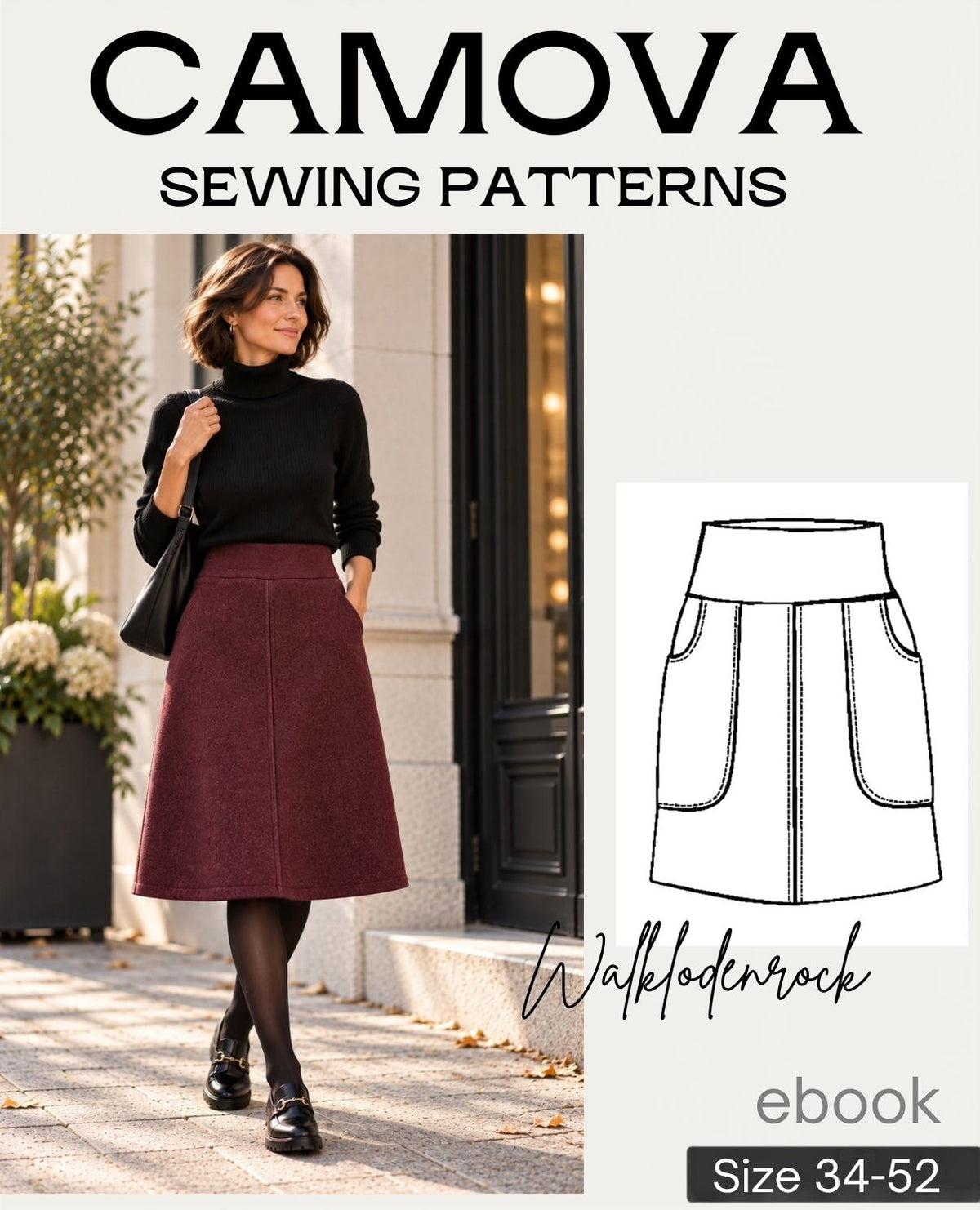 Sewing pattern boiled wool skirt women | sizes 34–52 | PDF