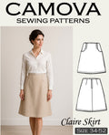 Claire Skirt Sewing Pattern | A-line PDF with Pockets, Lining & Zipper | Sizes 34–52